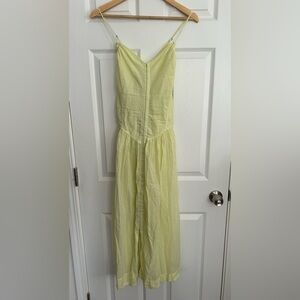 Free People Yellow Green Spaghetti Strap Sundress Casual